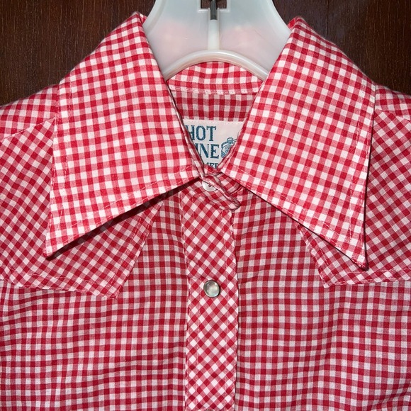 Vintage Hot Line from Mervyns Top Womens 8 gingham pearl snap red western - Picture 3 of 11